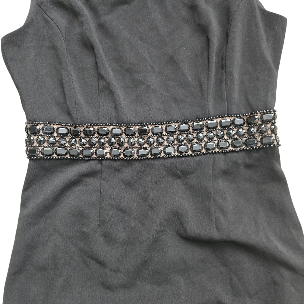 Donna Ricco Black Beaded Waist Sheath Dress Size 6 - Picture 7 of 13